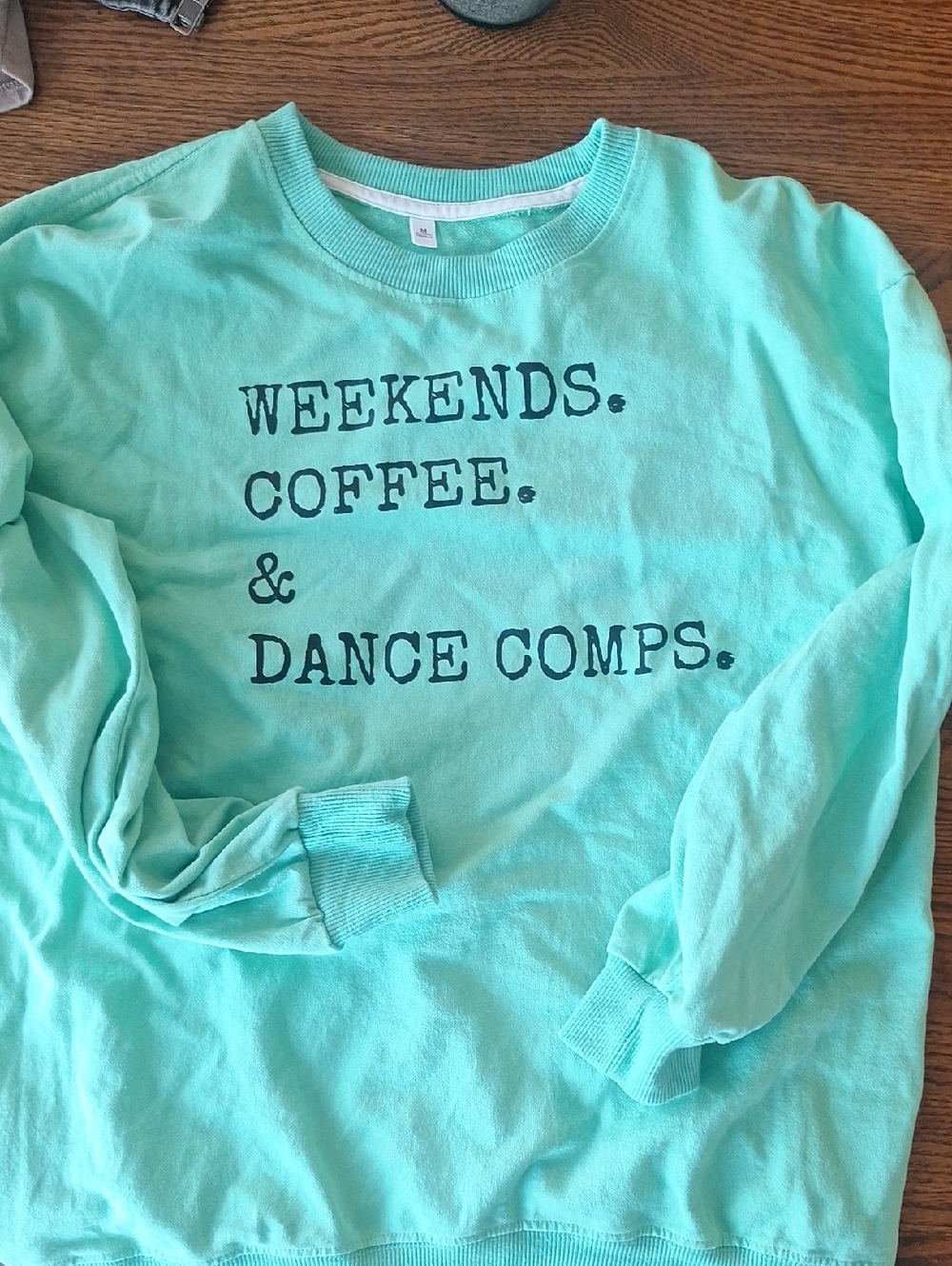 Mint Spring Green Graphic Long-Sleeve Top - Weekends Coffee & Dance Comps